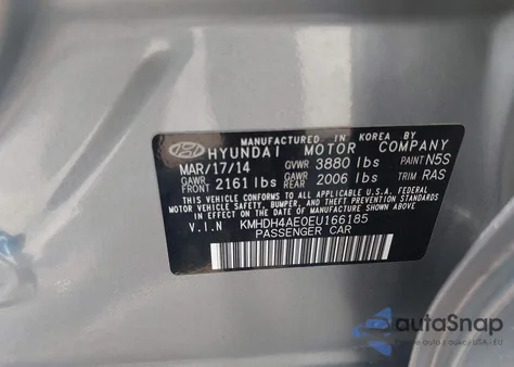 2014 Hyundai Elantra Se из США, поврежденный, VIN KMHDH4AE0EU166185